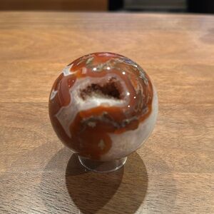 Carnelian moss agate sphere